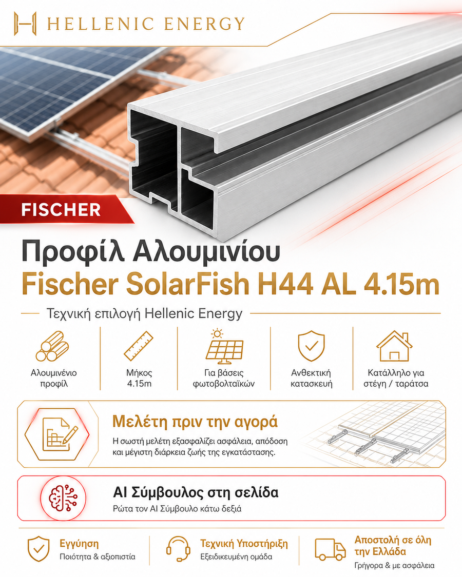 Fischer SolarFish H44 AL Aluminum Profile 4.15m