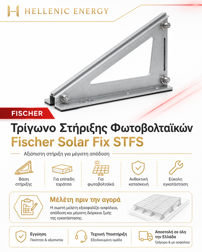 Fischer Solar Fix STFS - Τρίγωνο Στήριξης Φωτοβολταϊκών Επίπεδης Ταράτσας