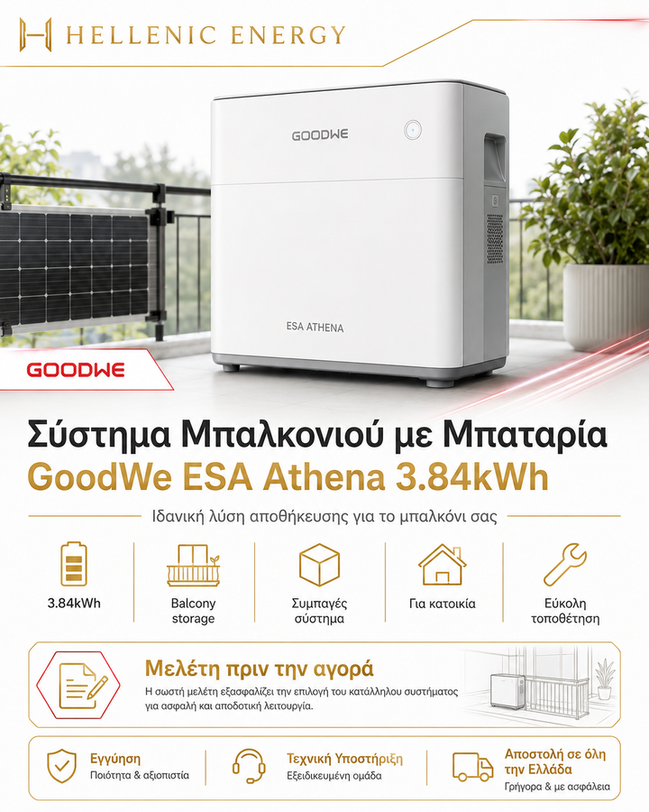 GoodWe ESA Athena 3.84kWh – Σύστημα Μπαλκονιού με Μπαταρία