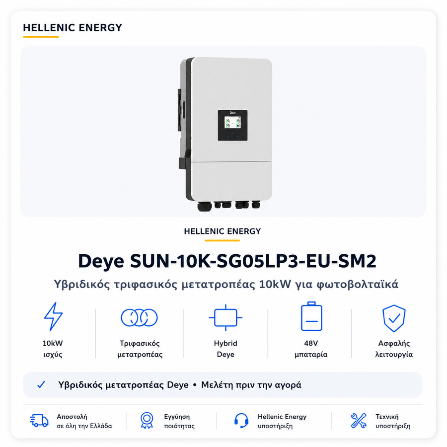 Υβριδικός μετατροπέας Deye Sun-10K-SG05LP3-EU-SM2